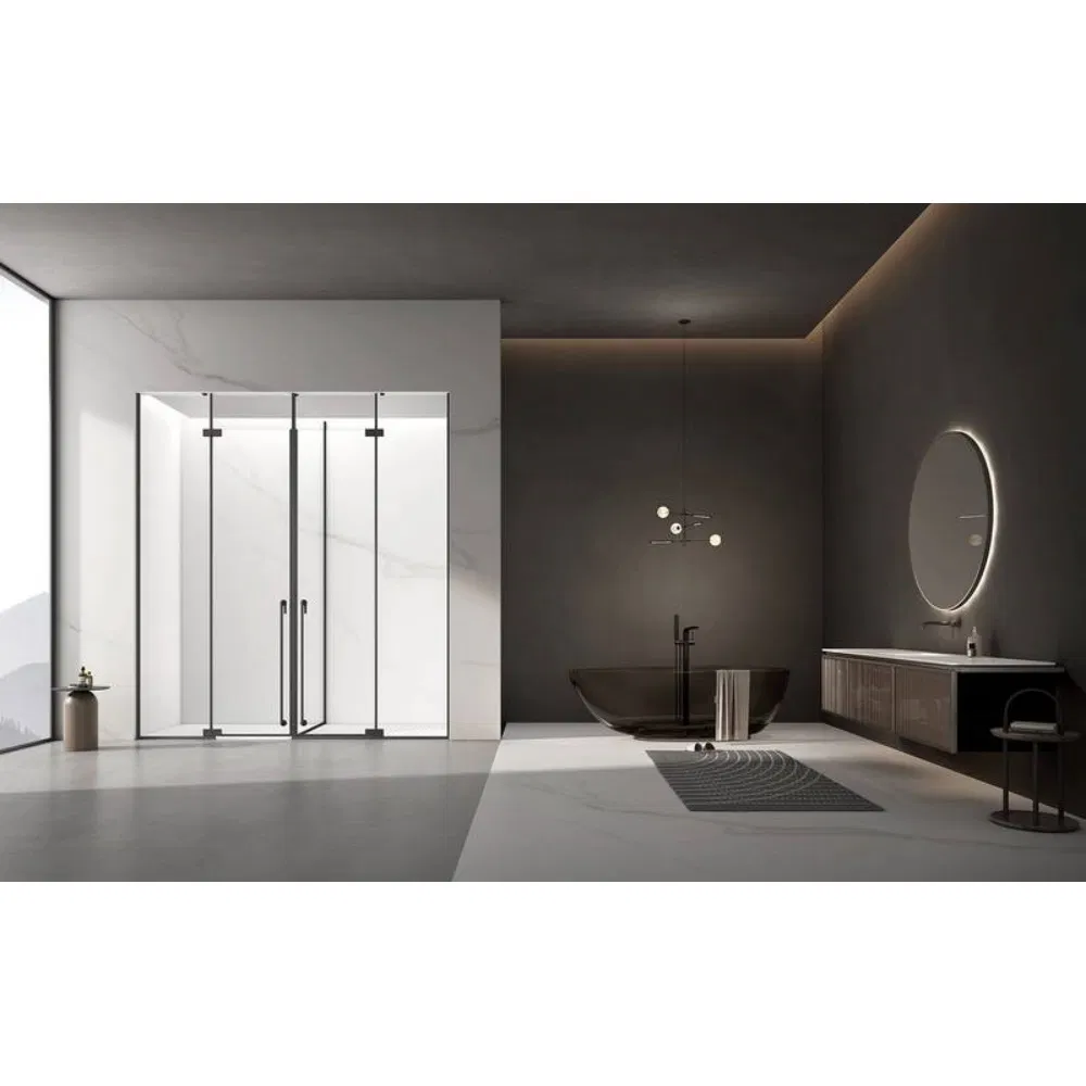 Hotel Bathroom Design Space Guest T-Shaped 8mm Tempered Glass Shower Cubicle