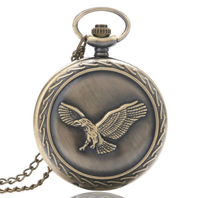 Classic Flying Eagle Bronze Vintage Men Women Antique Eagle Pocket Watch