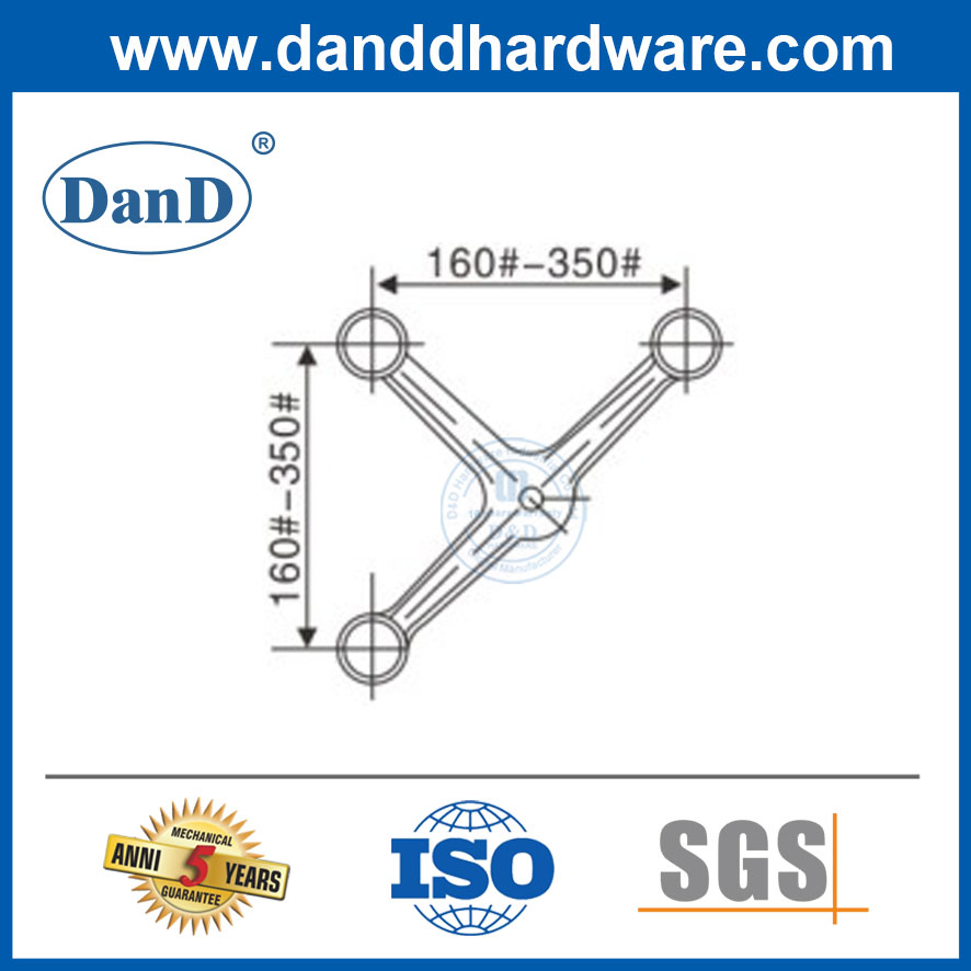 Stainless Steel T Shape Fix Glass Curtain Wall Glass Connector Fitting Spider
