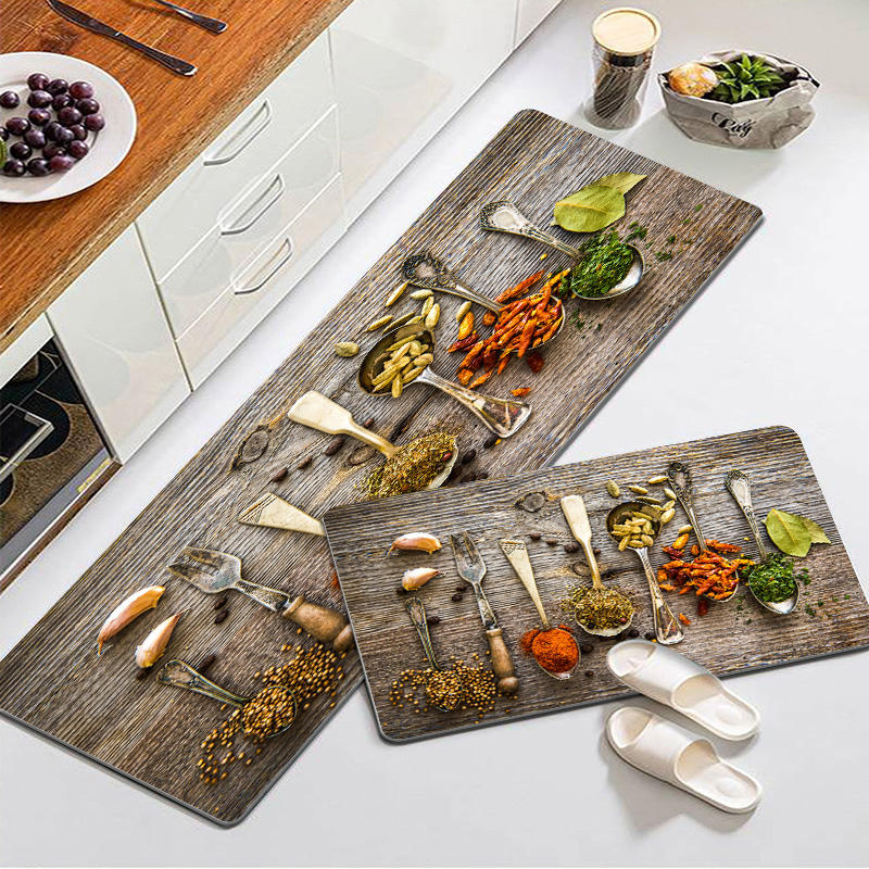 Polyester Custom OEM Factory Wholesale Cheap Velvet Water Absorb Printed Kitchen Mats in Modern Style Kitchen Mat Kitchen Area Carpet