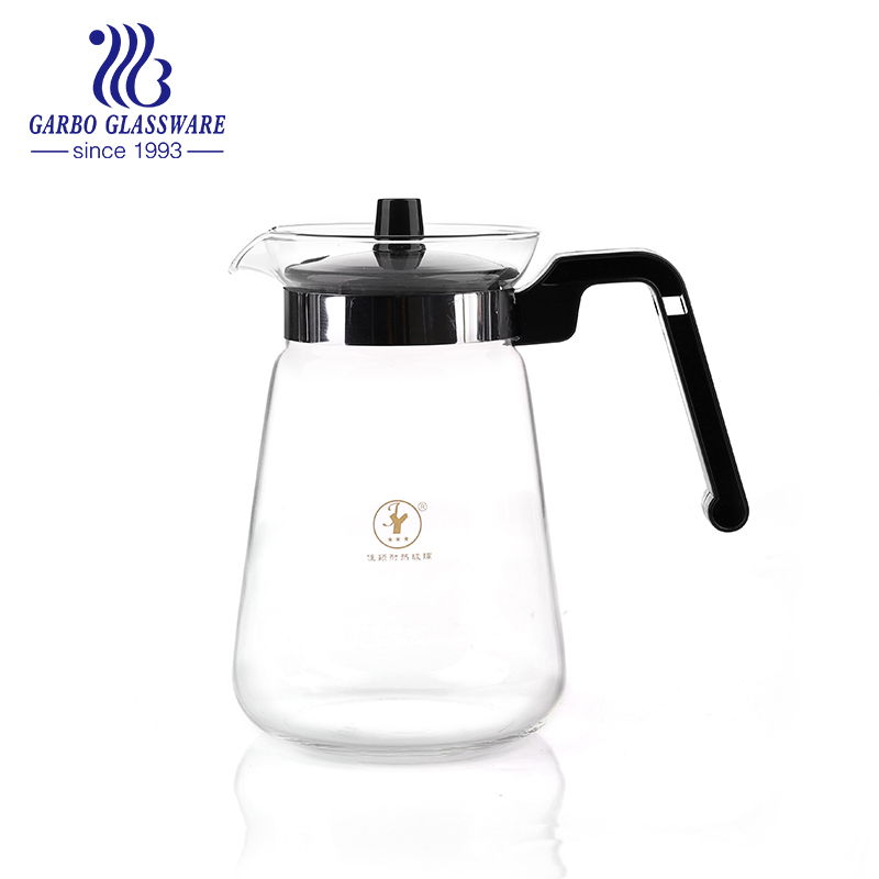 Wholesale Classic Heat Resistant Hot Tea Glass Pitcher Clear 1.25L Glass Teapot with Plastic Lid