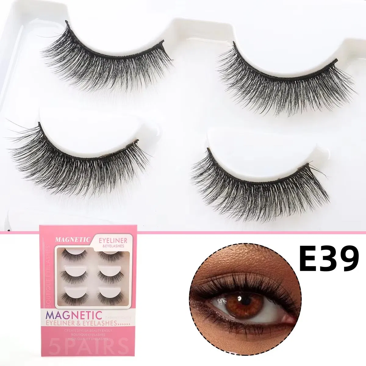 Magnetic Eyelashes Kit with Tweezers and Eyeliner Reusable Curly Free Soft Faux Mink Lashes
