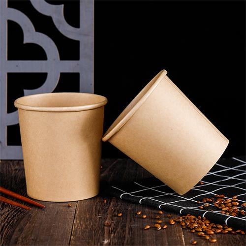 Kraft Paper Bowl Picnic Disposable Two-Color Circular Degradable Lunch Box Takeout Packing Lunch Box Instant Noodles Manufacturers Direct Sales