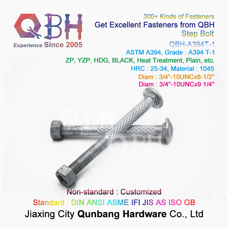 Qbh Standard Customized Any Size Color Surface ASTM A394 Type 1 Steel Structure Fastener Fittings Repair Replacements Replace Spare Parts Bridges Step Bolt