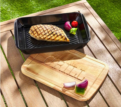All-in-One Serving Tray Featuring a Cutting Board Top