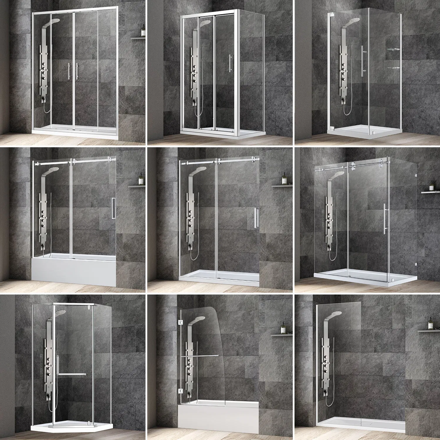 Wholesale Four Big Rollers Frameless Sliding Shower Tempered Glass Door