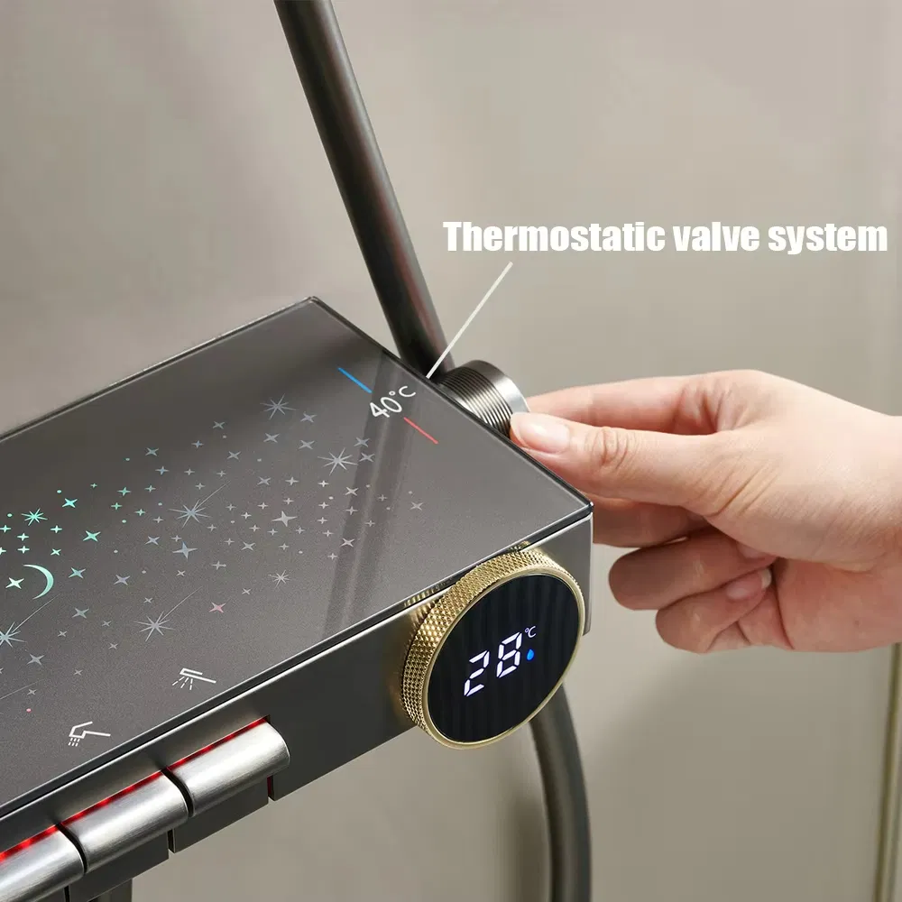 Смеситель для душа LED с пианино-клавишами, настенный