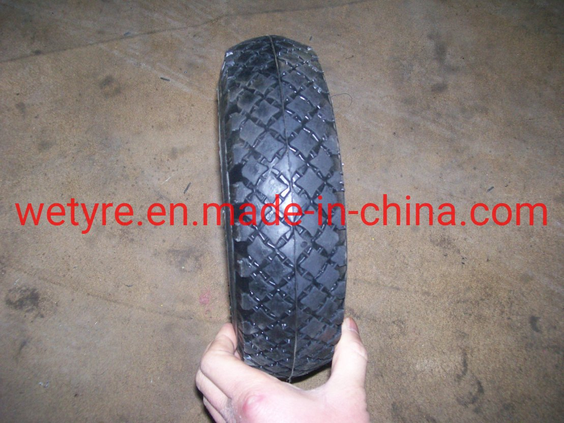 Big Square Tread Pattern Metal Rim Inflatable Pneumatic Rubber Wheel for Tool Cart (3.00-4)