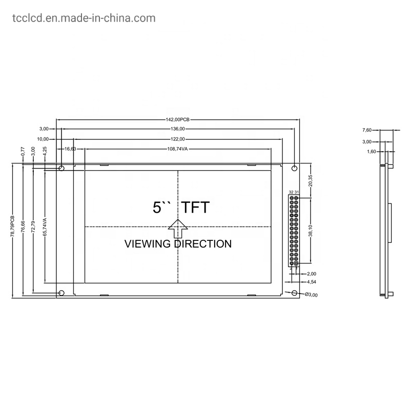 5-дюймовый TFT LCD модуль SSD1963, 800x480
