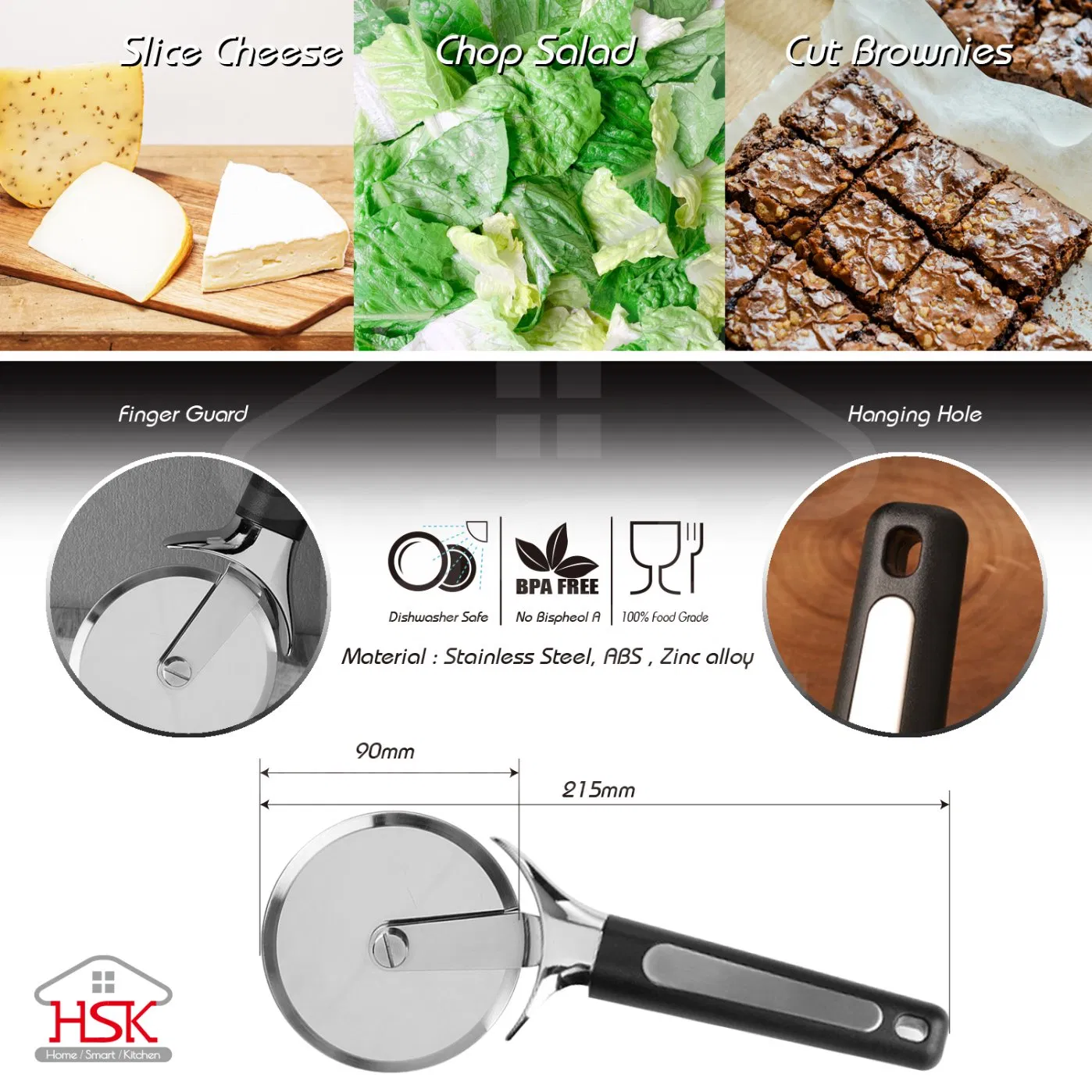 Heavy Duty Stainless Steel Pizza Wheel and Cutter