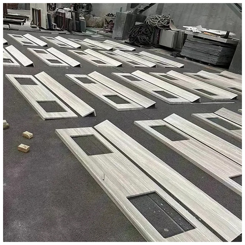 Double Sinks Wooden White Marble Bathroom Vanity Tops