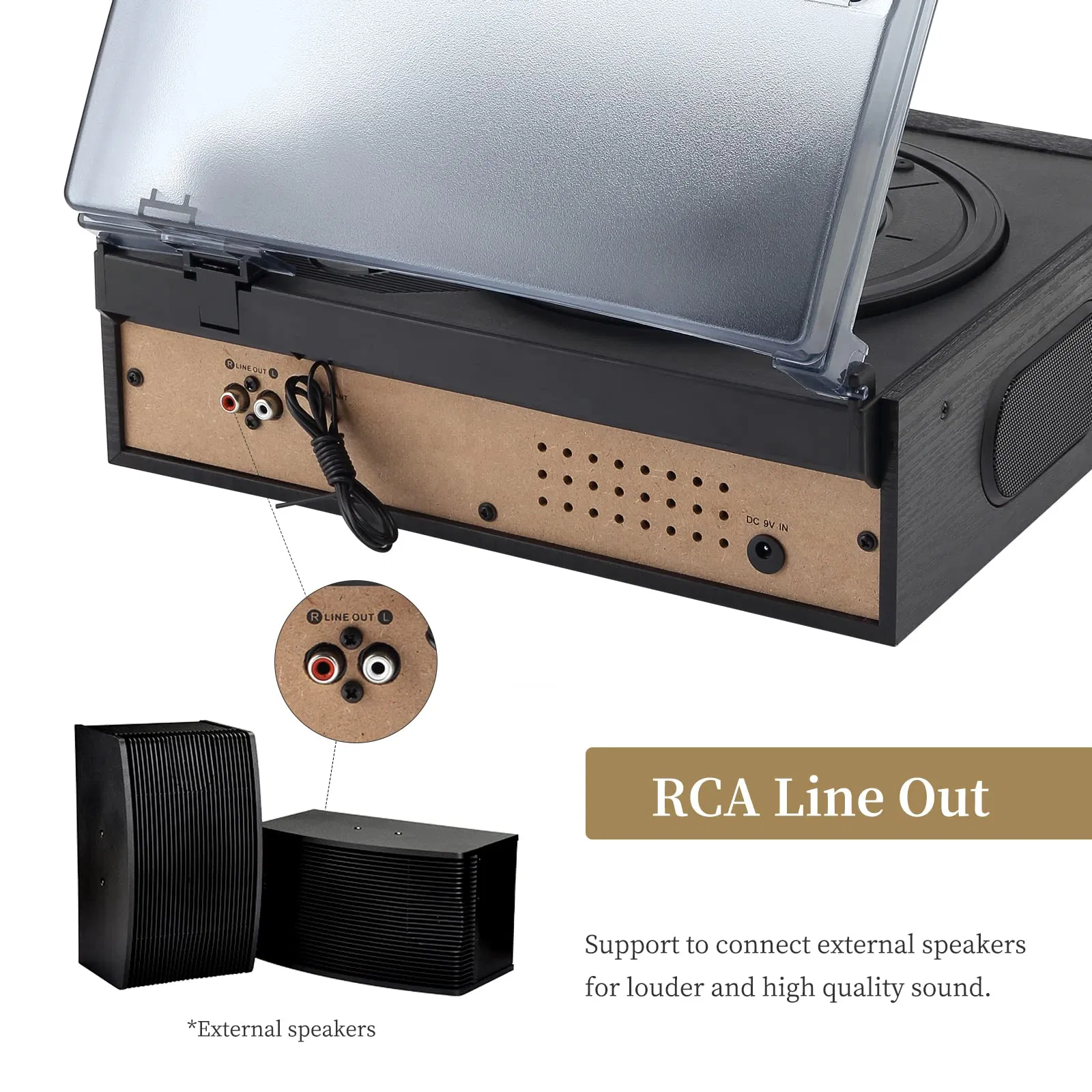 Винтажный проигрыватель винила с радио и Bluetooth