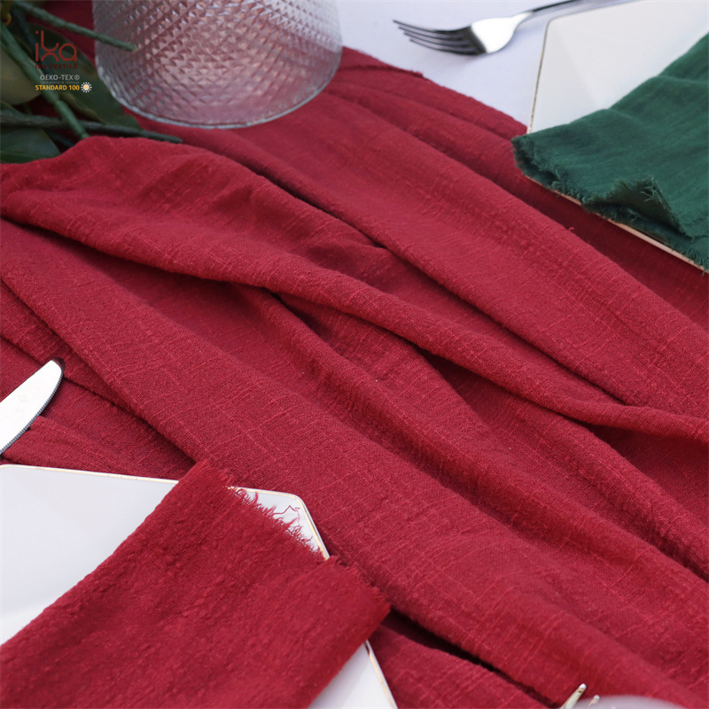 Pink White Party Tea Hotel Restaurant Dinner Wholesale High Quality Personalised Cloth Plain Raw Edge 100% Cotton Gauze Napkins