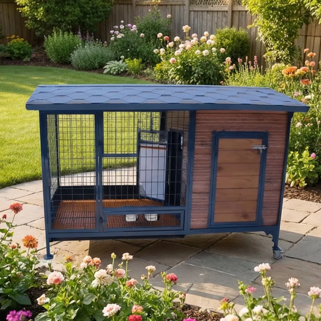 Premium Wooden Dog House with Windproof Fence Door and Odor Control Design