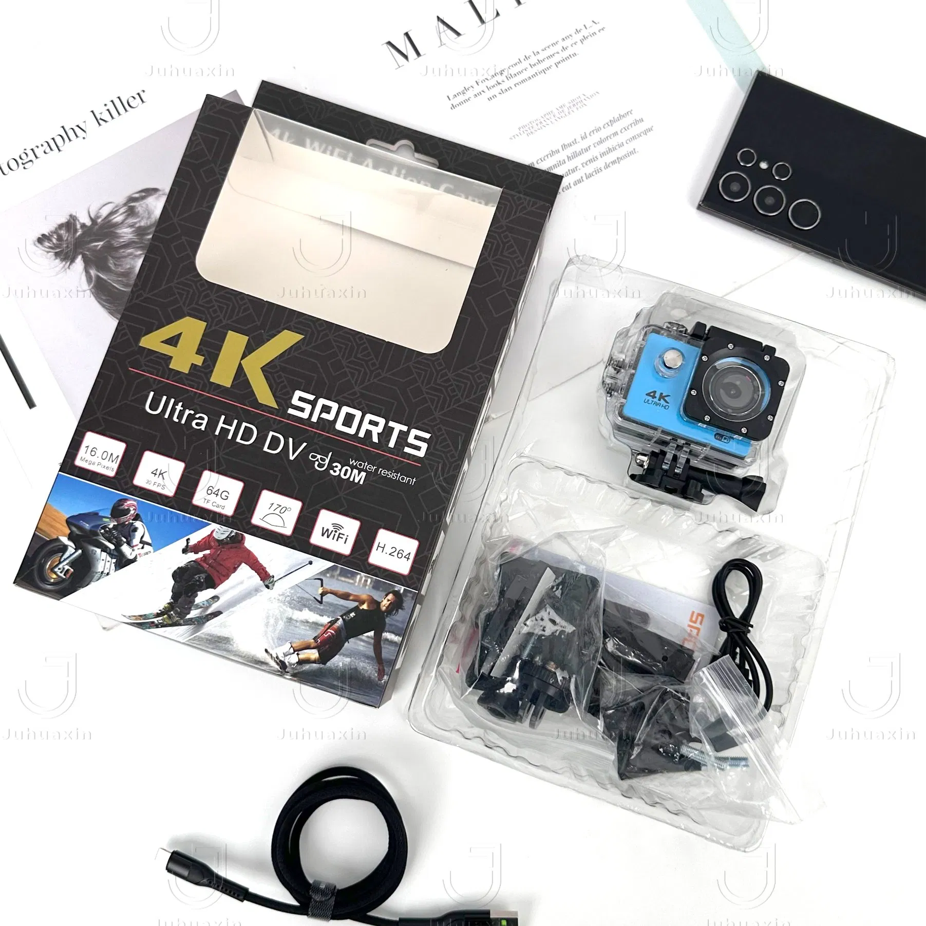 Спортивная камера 4K HD с Wi-Fi для активного отдыха