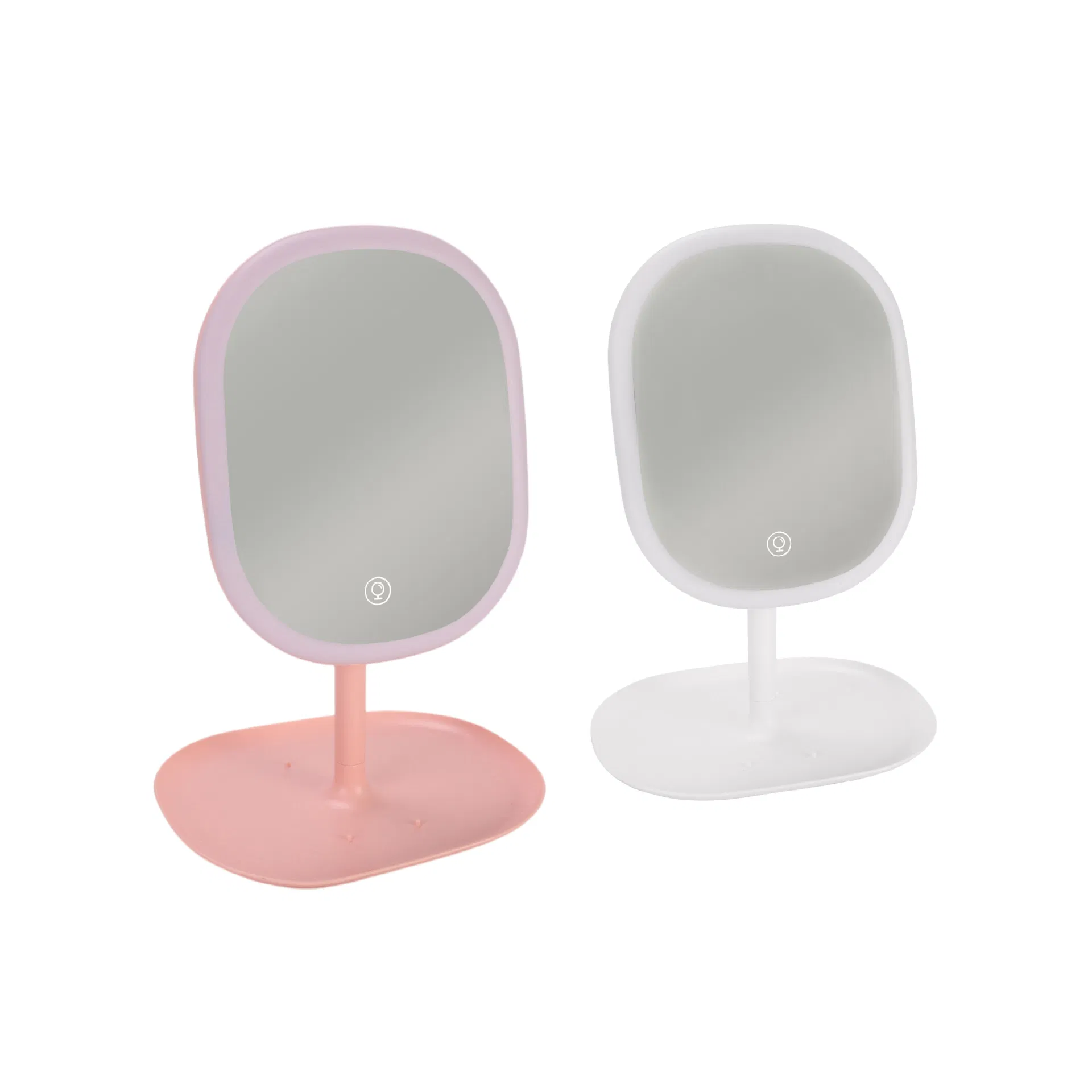 Minimalist Oval Touch-Control Rotating Rechargeable LED Desktop Mirror