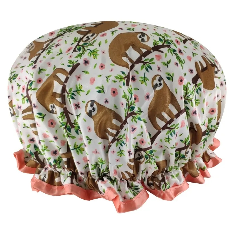 High Quality Printing Shower Caps Low MOQ Large Enough Elastic Double Layer
