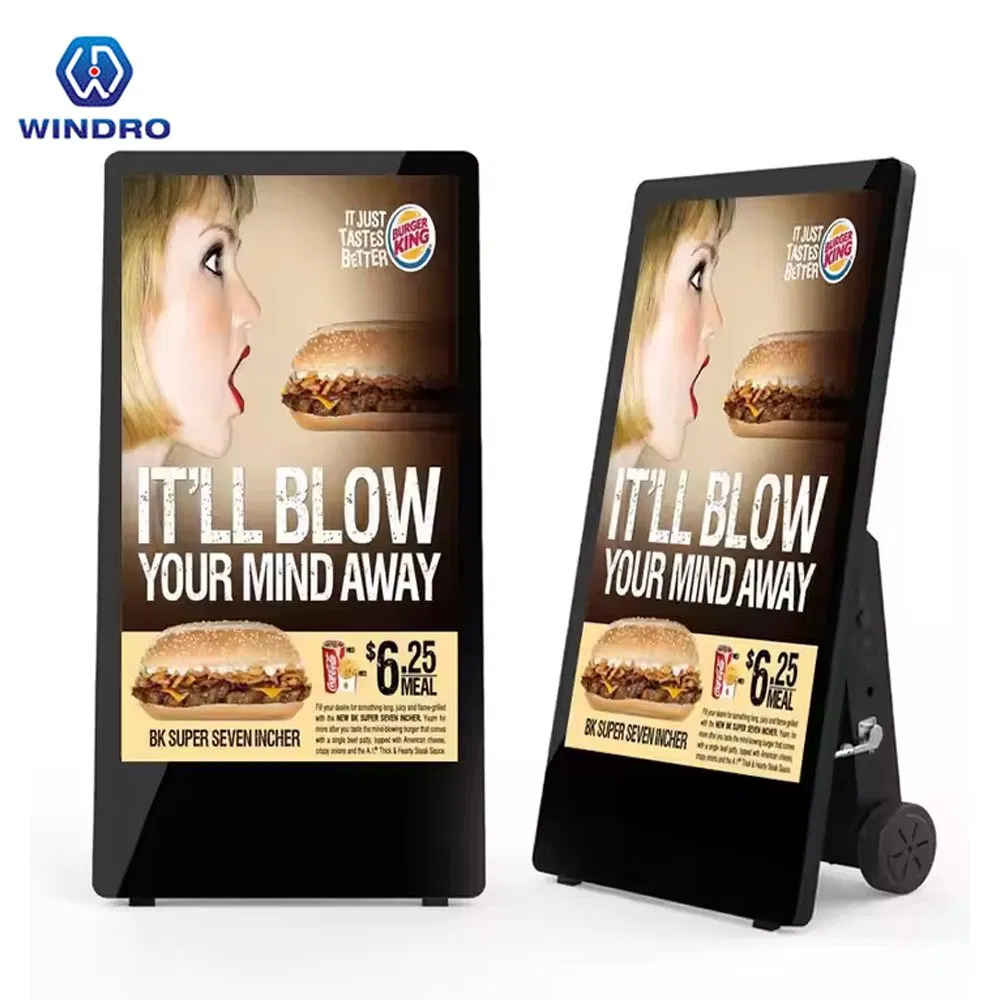 Outdoor or Indoor Digital Poster OEM/ODM Movable 1800nits High Brightness Digital Signage