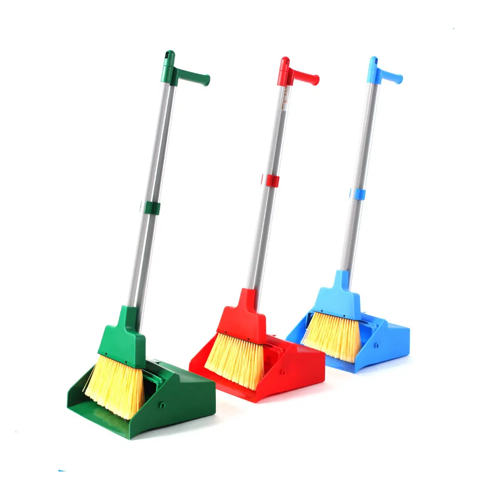 Commercial Cleaning Products Heavy Duty Angled Broom and Dustpan Sets Upright
