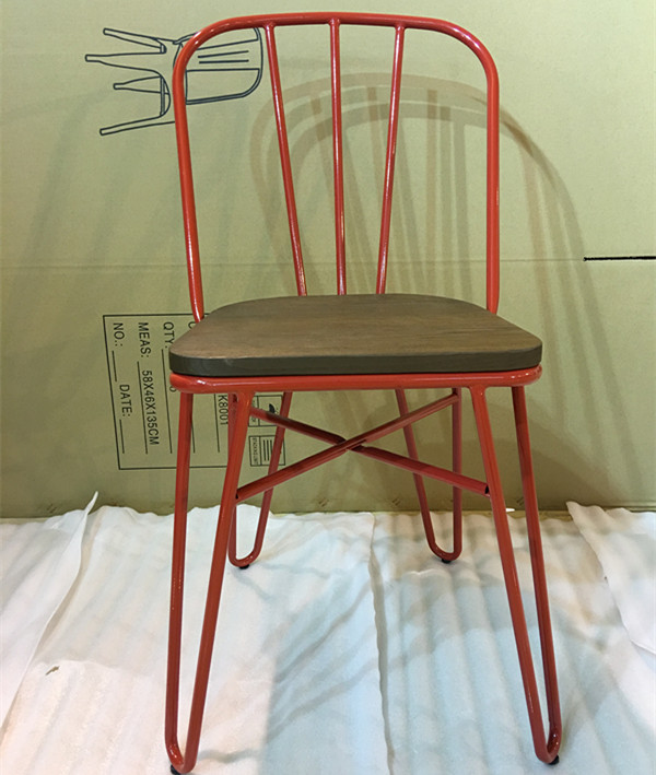 Стул обеденный металлический деревянное сиденье ресторан