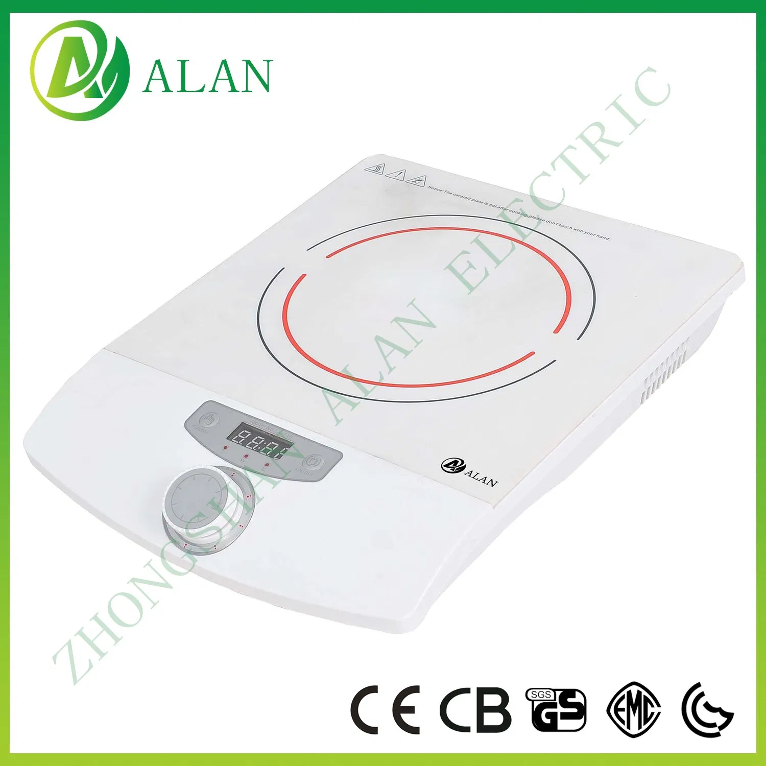White Color Crystal Plate Slant Control Surface Press Model Induction Cooker Hob