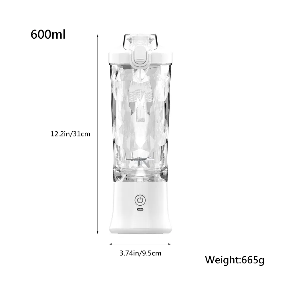 600ml Electric Portable Blender Smoothies 4000mAh USB Rechargeable Powerful Ice Crush Mini Personal Blender Fresh Fruit Juicer
