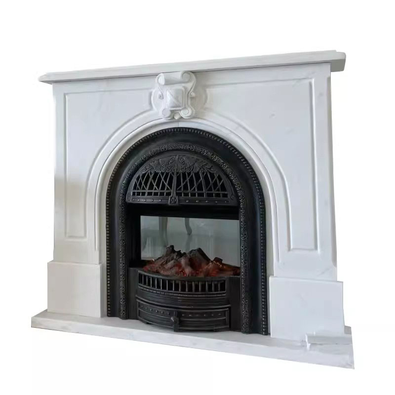 Chinese Fireplaces Surround Hand Carved White Marble Fireplace for Villa