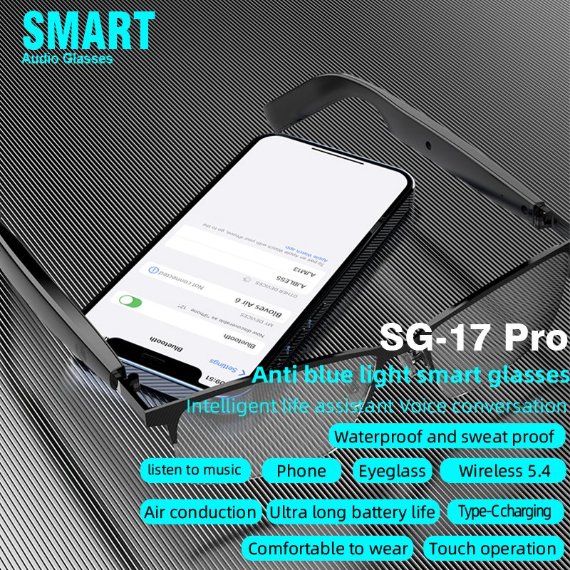 Sg17PRO Earphones Wireless Audio Sunglasses Wireless Music Talking Bt Smart Glasses