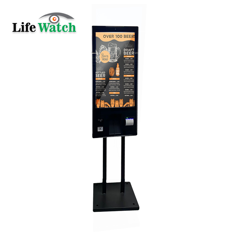 43-Inch Windows System Indoor Self-Service Order Checkout Food LCD Kiosk Totem with Embedded Qr Barcode Scanner Thermal Printer Ai Camera