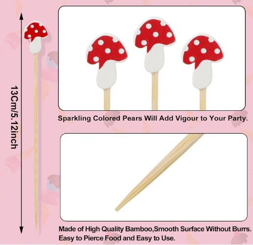 Party Supplies Cute Bear Food Picks Fancy Cocktail Toothpicks Bamboo Fruit Forks