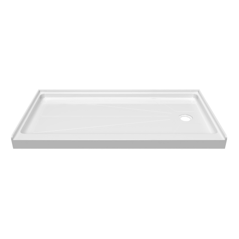Hot Sale Rectangular Single Threshold Right Drain White Acrylic Shower Base