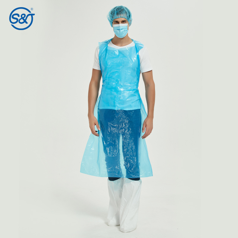 SJ Plastic PE Apron Waterproof Biodegradable Disposable plastic kitchen apron HDPE CPE medical PE aprons