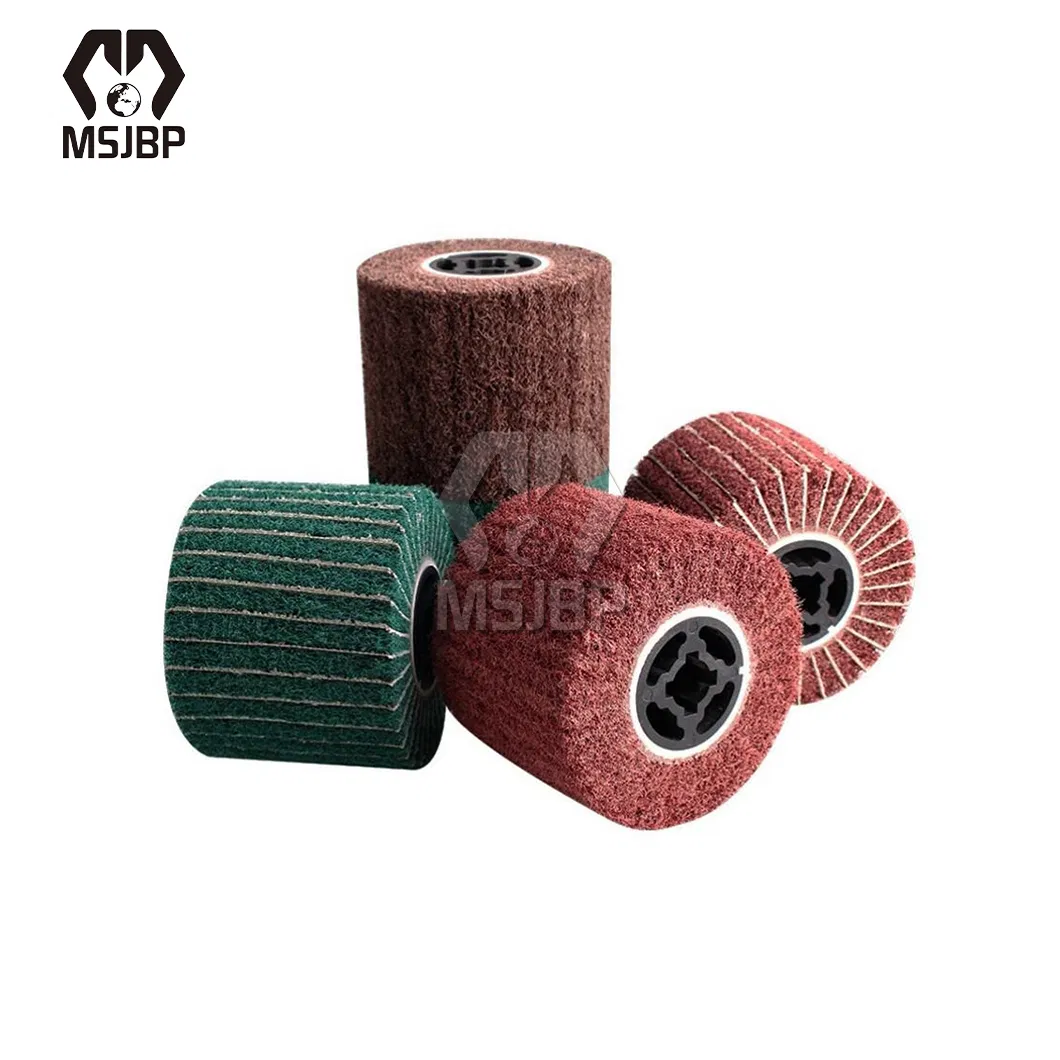 Msjbp Stone Brush Abrasive China Factory 19mm 50mm 76mm 25mm Inner Bore Non-Woven Nylon Abrasive Flap Wheel Brush