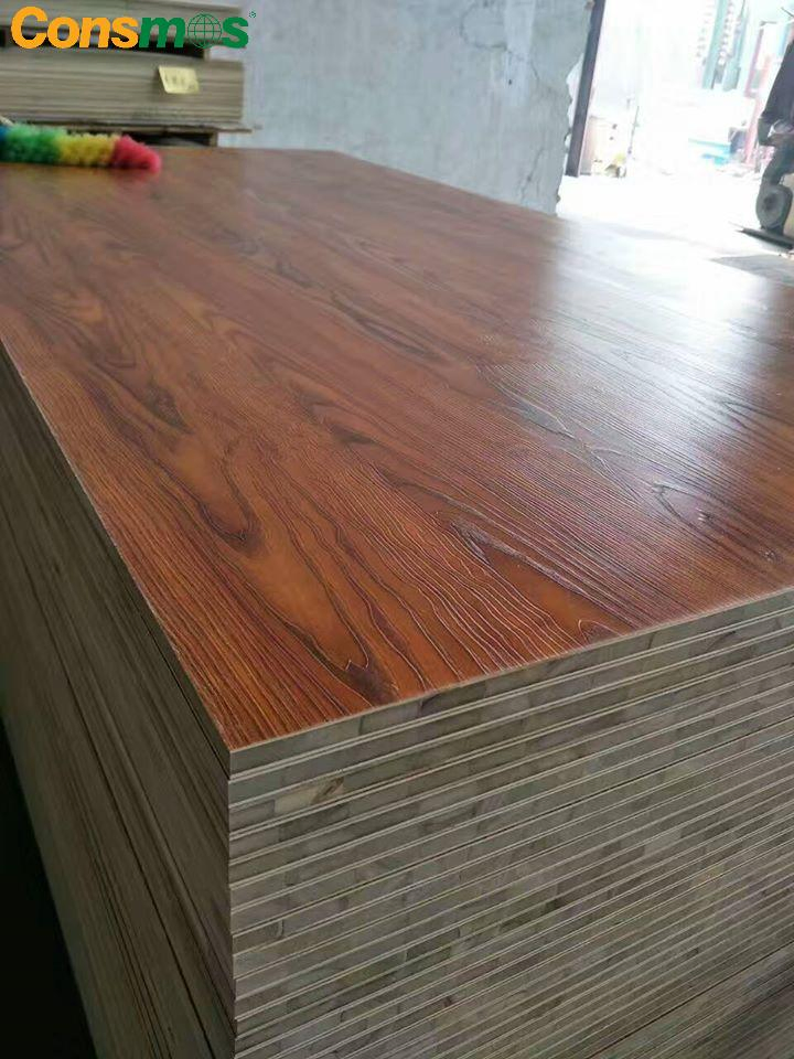 Consmos Wholesale 1220*2440mm 15mm 18mm Laminated Melamine Blockboard