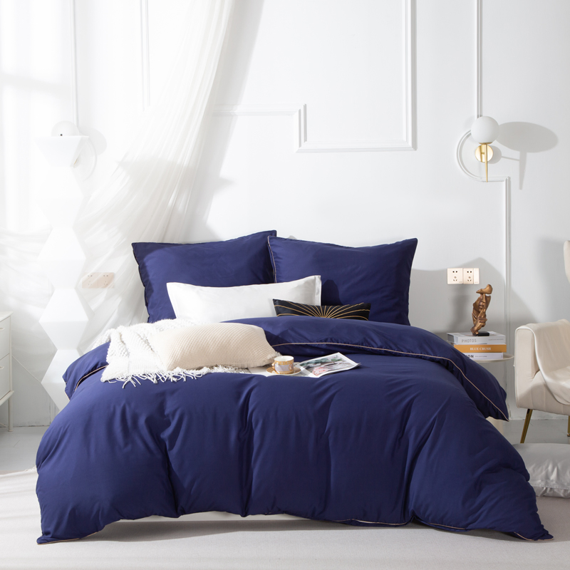 Nave Blue 90GSM Microfiber Bedding Comforter Cover with Fitted Sheet and 2 Pillowcases
