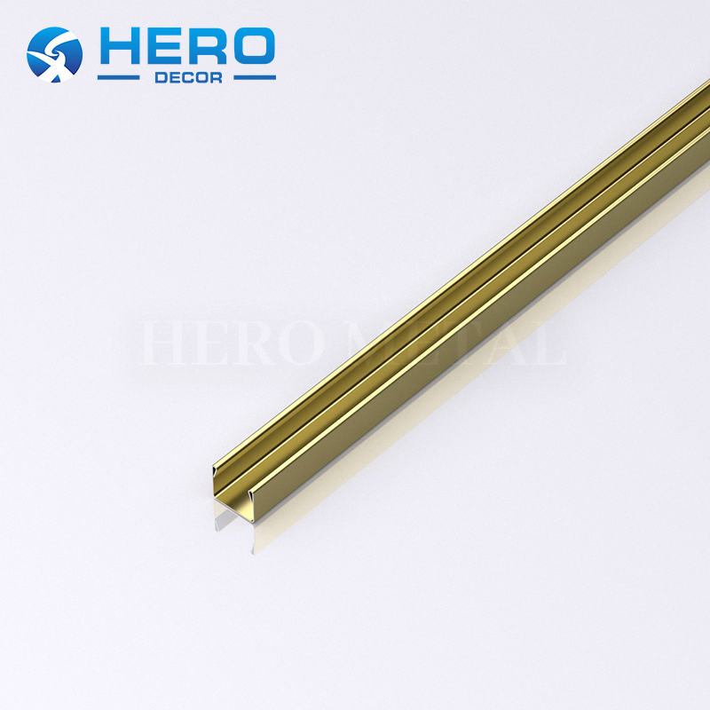 Stainless Steel Tile Trim 16mm Chrome Black Hero Decor Custom Black Metal U Shape Ceramic Floor Edge Strip for Bathroom