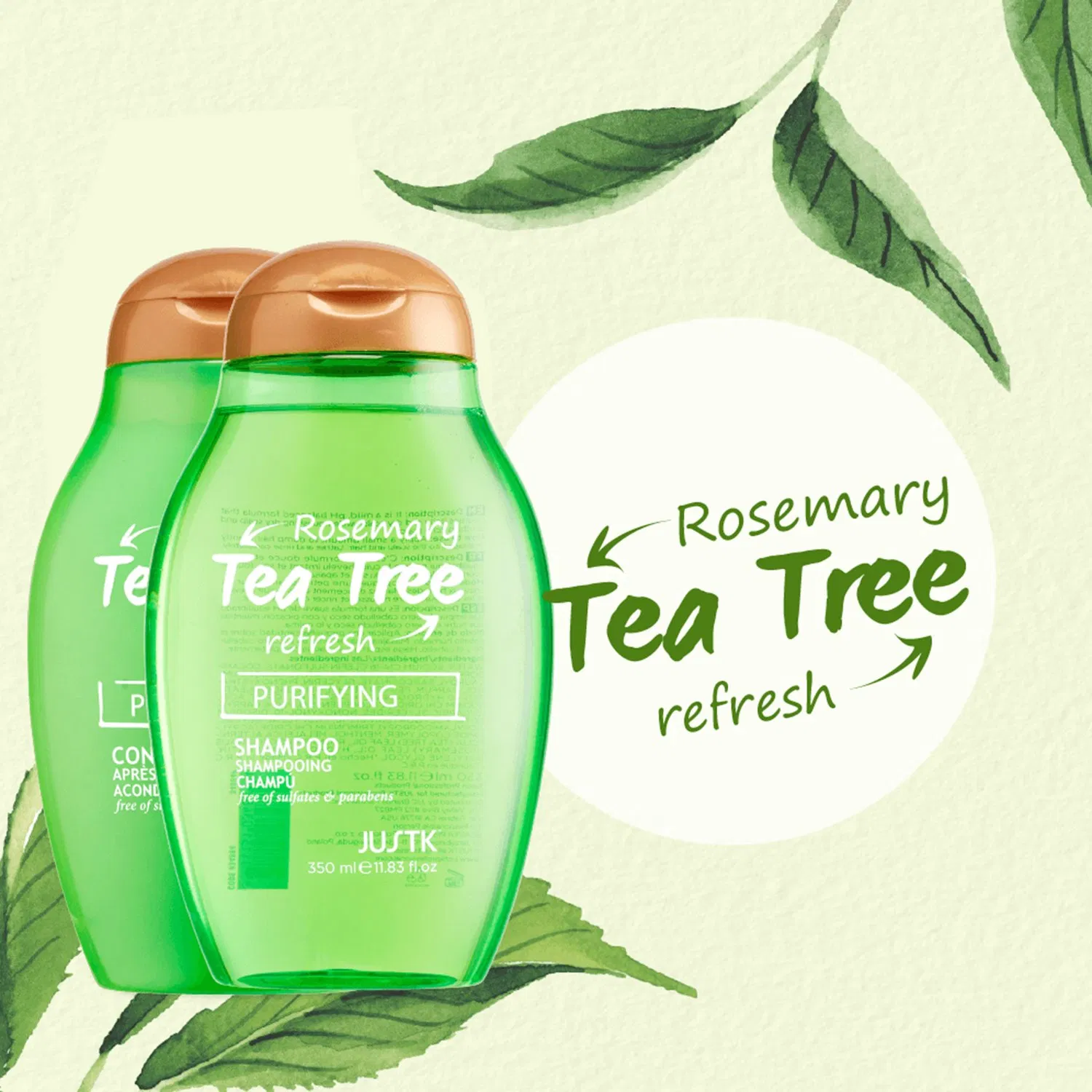 Justk Tea Tree Oil Control Refresh Body Care Shower Gel Body Wash 350ml Cosmetic Wholesale Bath Product