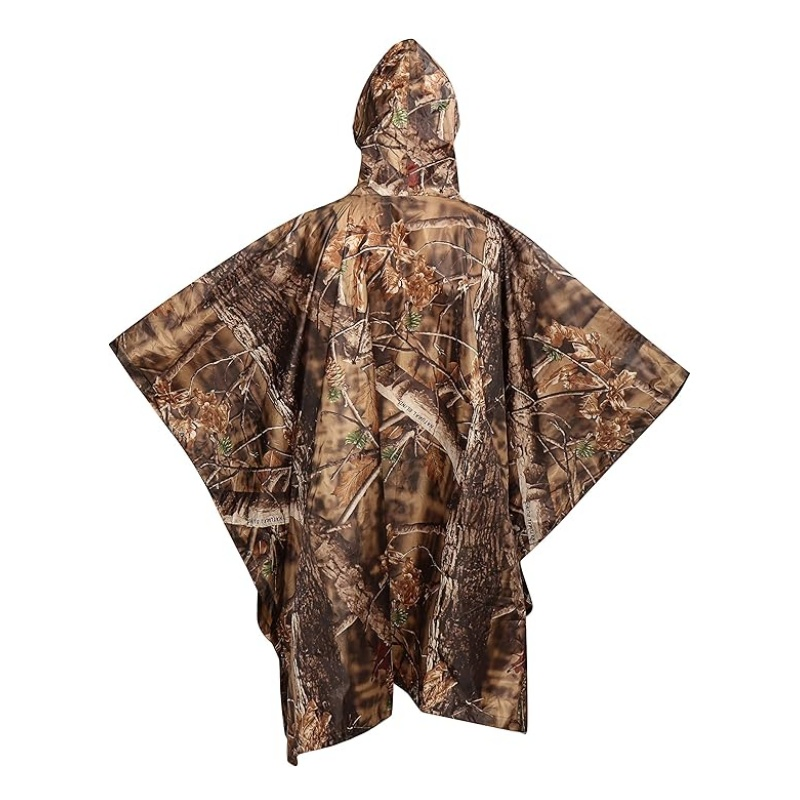 Camouflage Waterproof Reflective Strips Adults Rain Poncho Raincoat