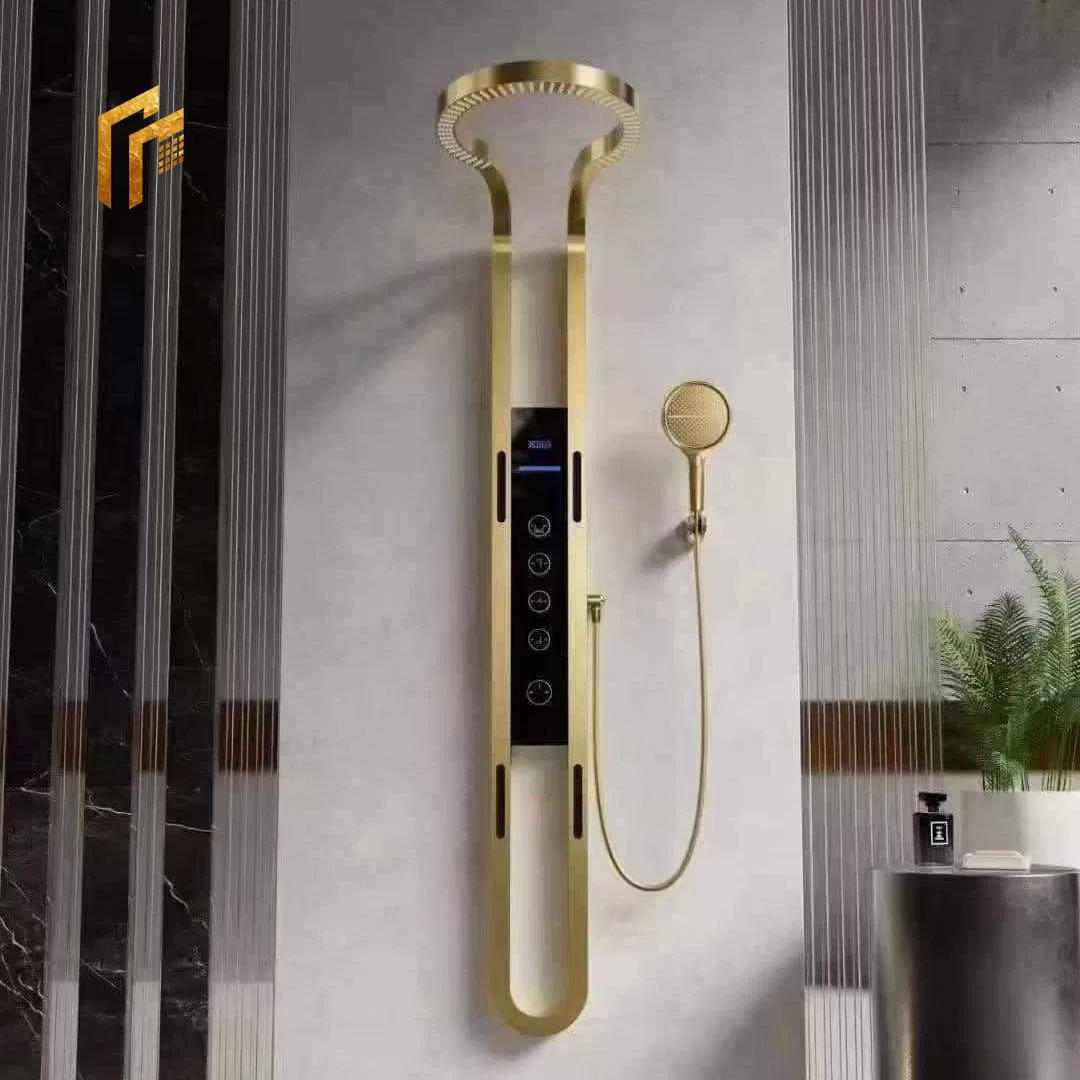 Factory Price Tiktok Ducha Robinet Kraan Douchekraan Trend Brushed Rainfall Waterfall Thermostatic Rain Sprinkler Faucet Tower Set Bathroom Control Shower Panel