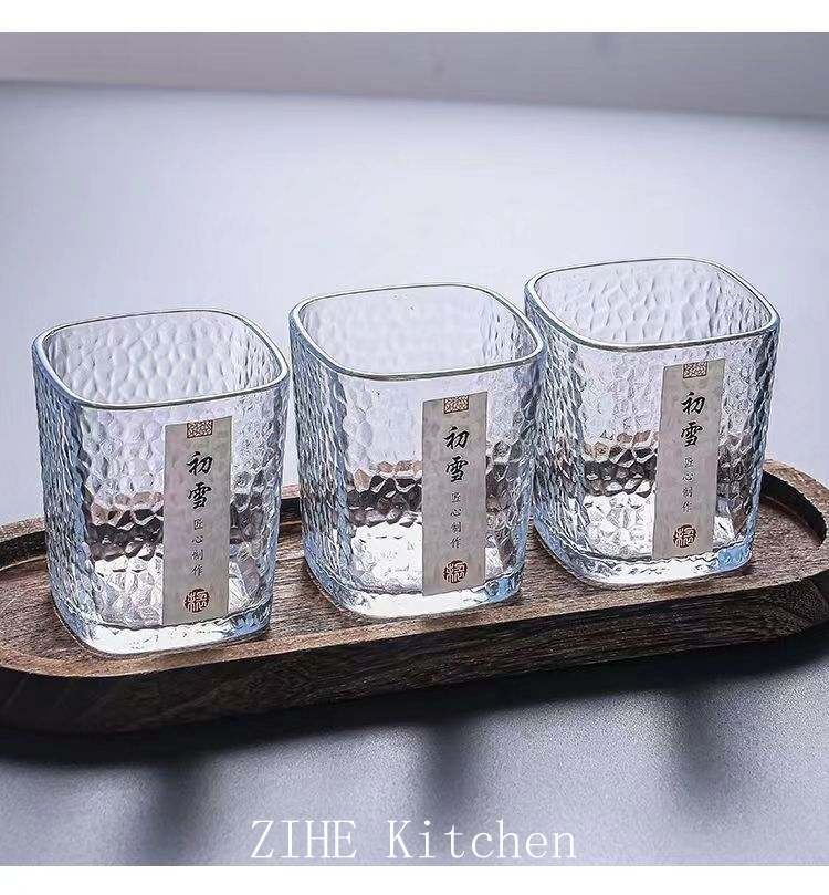 Hammer Patterned Cup Simpletransparent Glass Four Sided Thickening Wine Glass