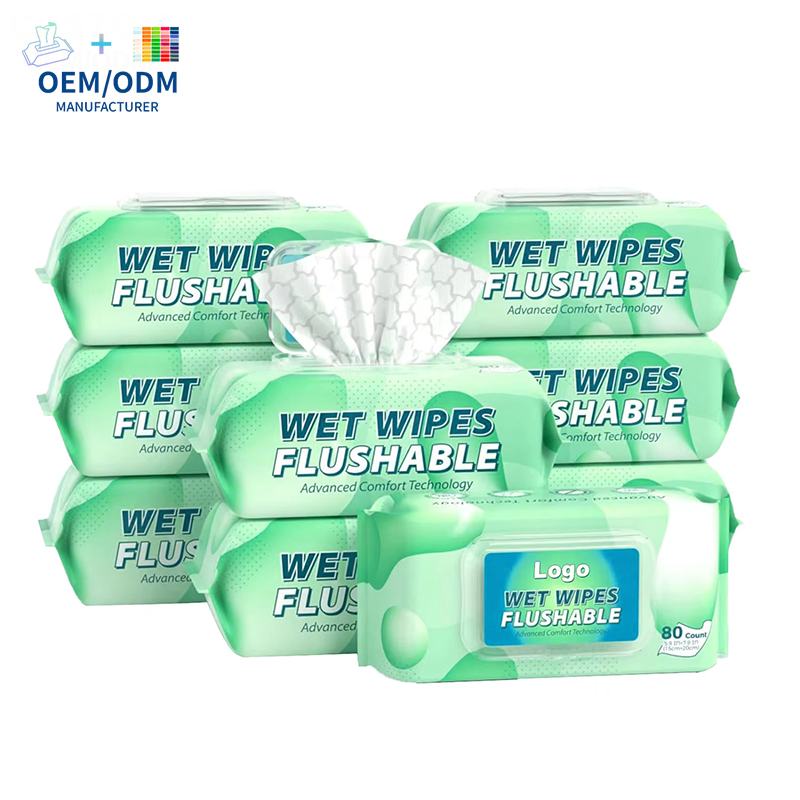 Flushable Toilet Wet Wipes Disposable Biodegradable Wholesale Custom Logo Factory Price Toilet Wipes Organic Unscented Pure Water Flushable Wet Wipes for Adults