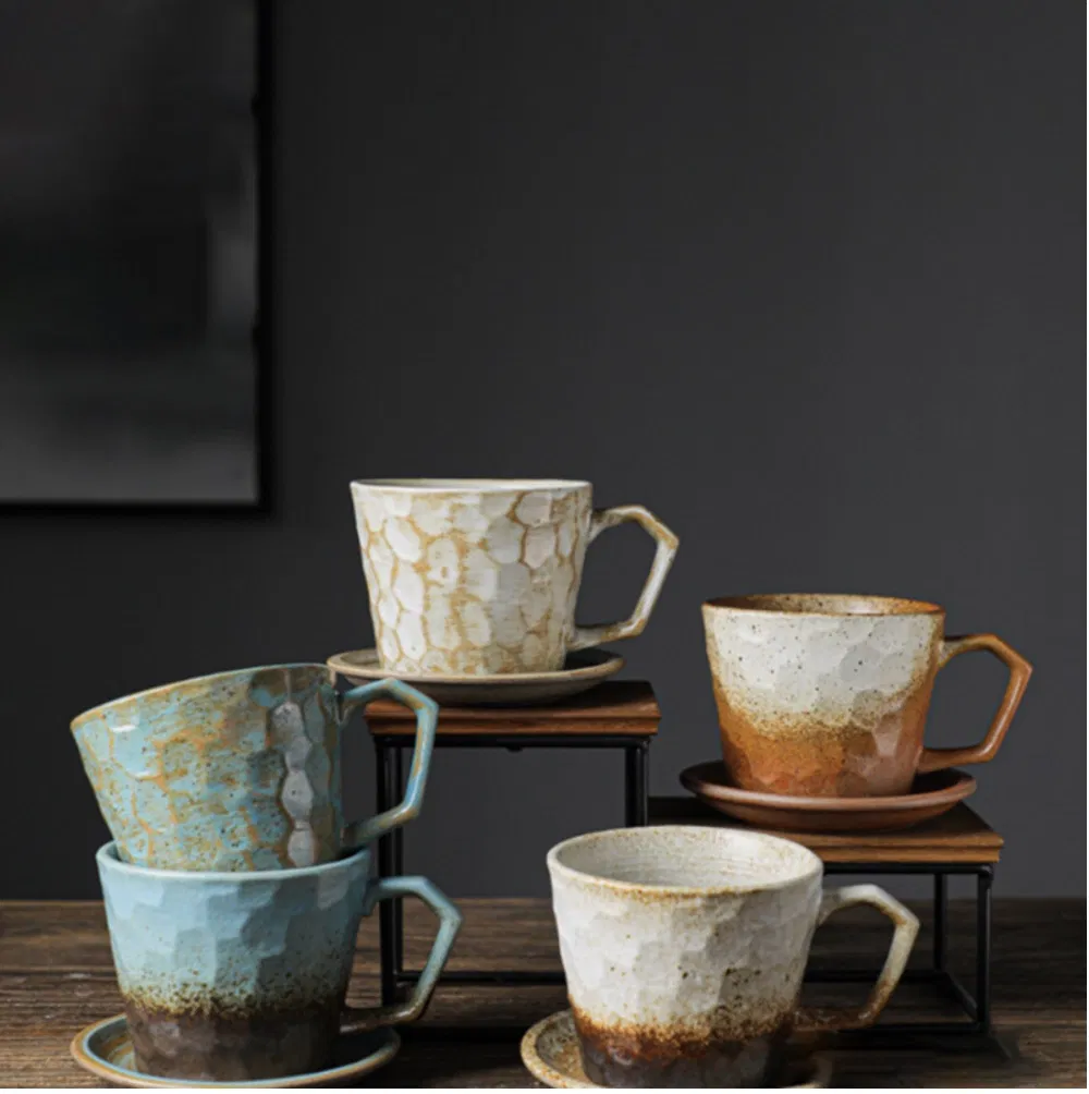 New Material Unique Coffee Cup with Coaster Ceramic Mug for Gift