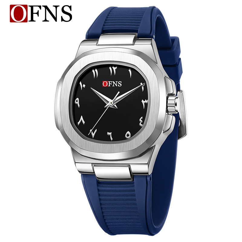 Dual-Dial Minimalist Arabic Numerals Men's Quartz Watch Waterproof Small Square Wristwatch