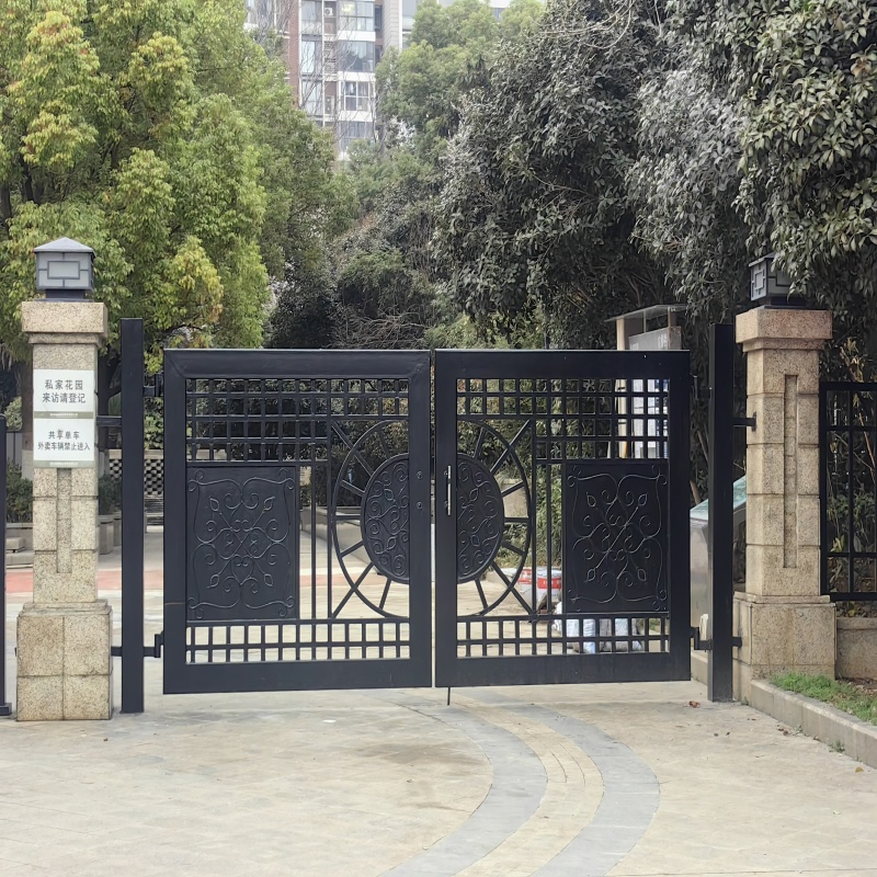 Store Front Sliding Iron Main Cheap Solid Iron Doors with Automatic Opening Pattern