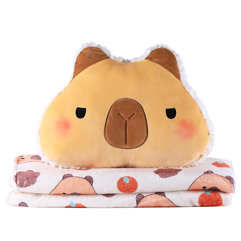 Portable Foldable Blanket 2 in 1 Cartoon Capybara Multi-Functional Throw Pillow