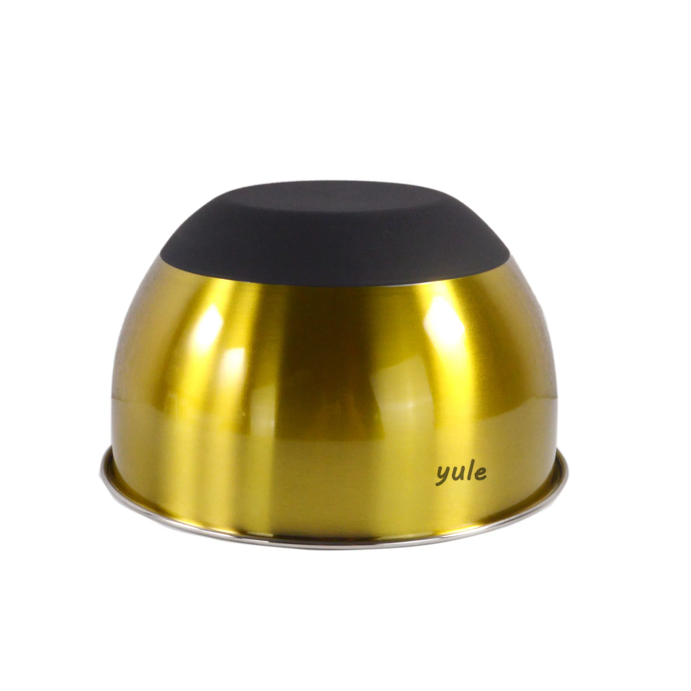 Luxury Style Light Gold Painting Silicone Bottom Stainless Steel Mixing Bowl with Lid