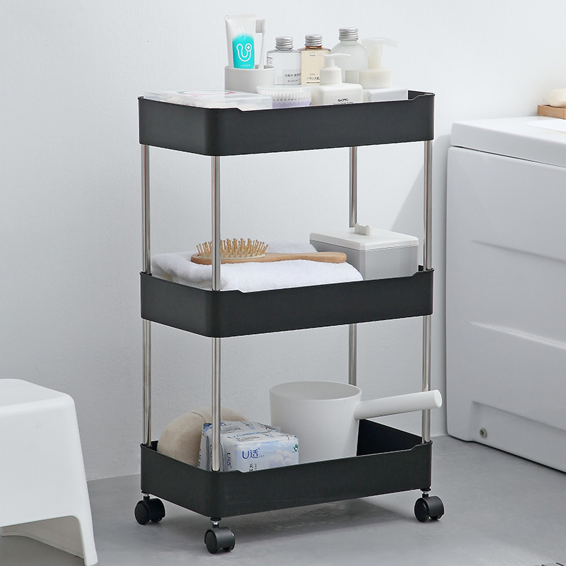 Hot Selling Rack Multi-Layer Floor Kitchen Storage Bedroom Bedside Snack Storage Bookshelf Movable Trolley