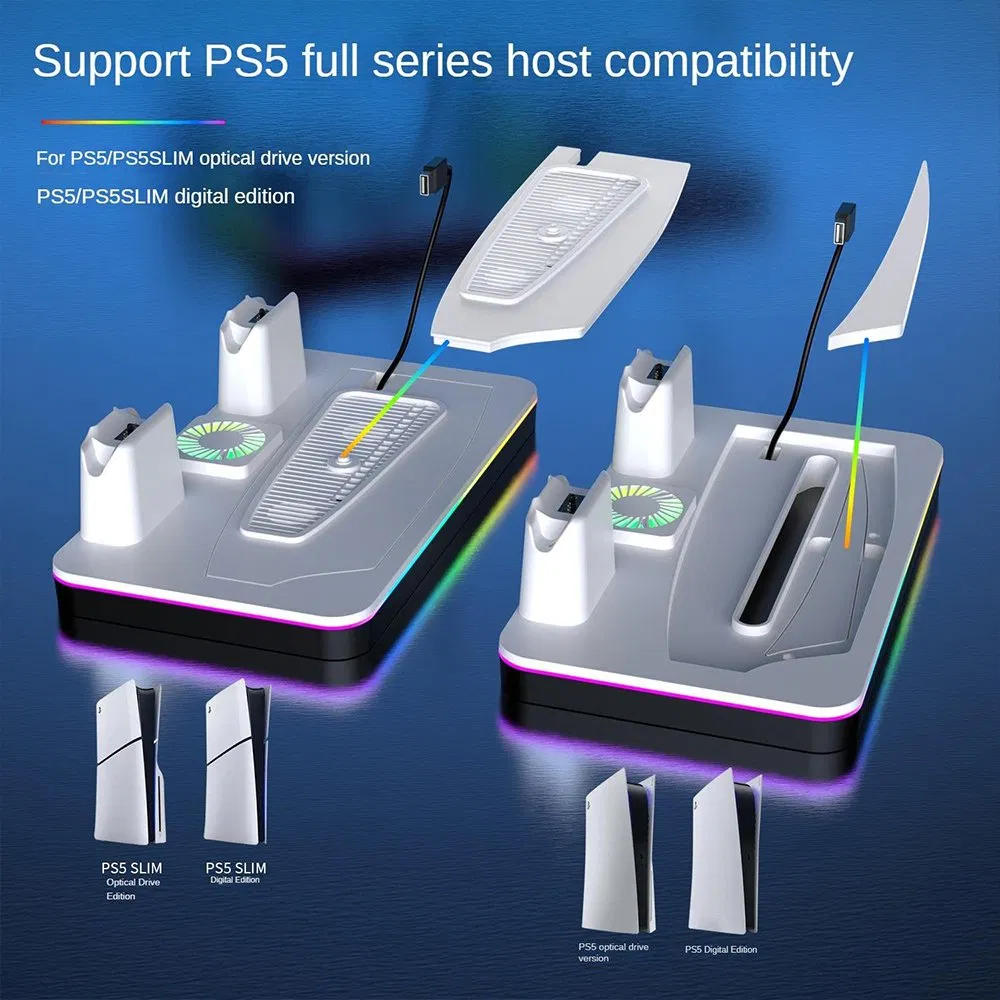 Custom Headphone Hook Base Host Controller Fast Charging Cooling Fan Bracket Stand for PS5/Slim/PRO