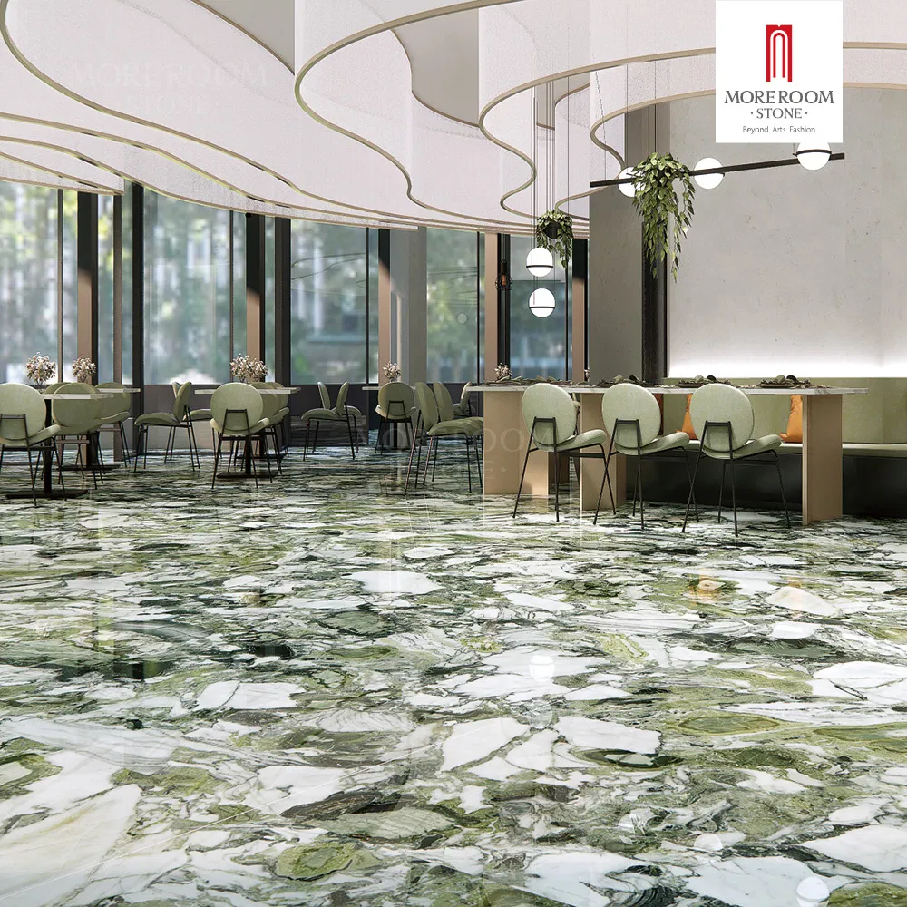 3200X1600mm Large Format Tile Green Marble Look for High End Commercial Space Flooring