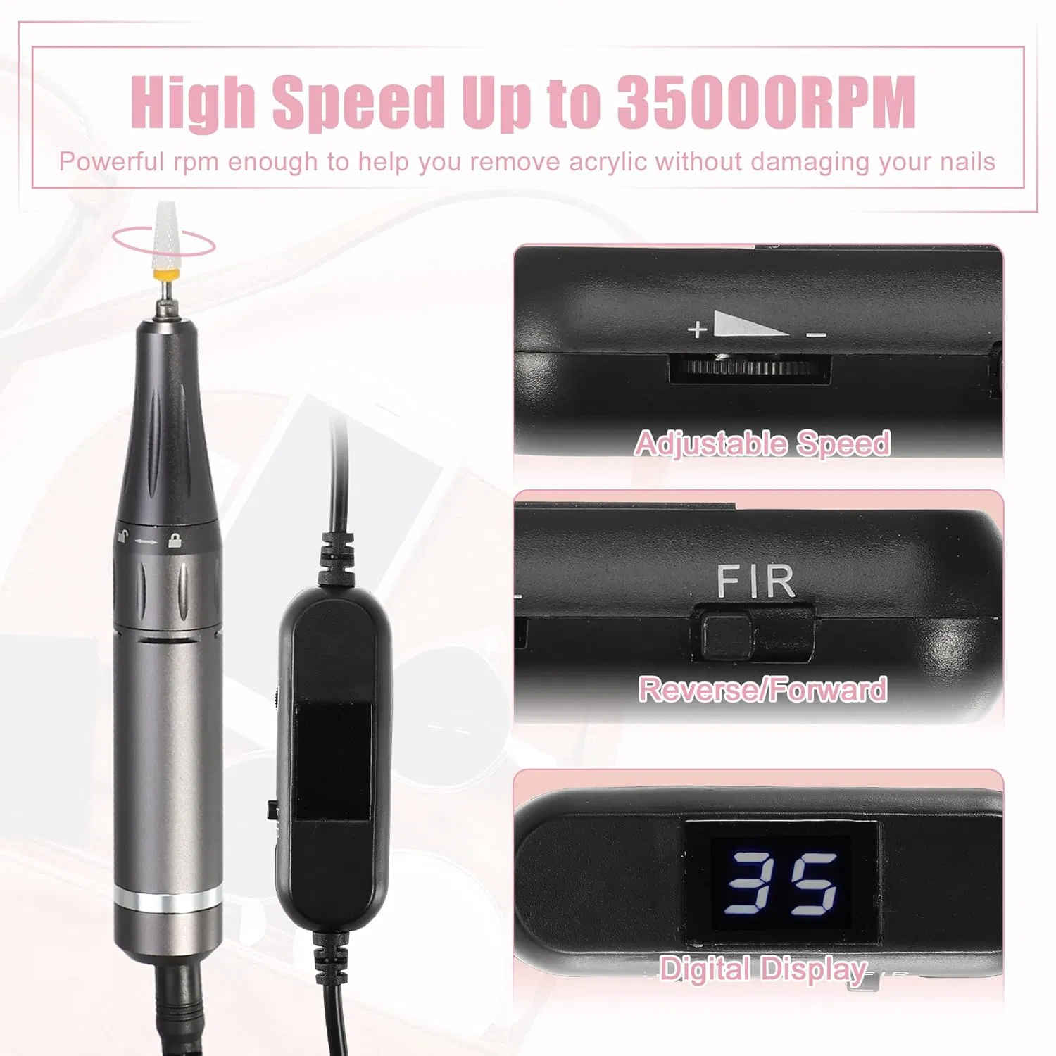 Wholesale Professional Nail Drill Machine 35000rpm Manicure Polisher Pen Custom Logo